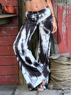 TIE Dye Bell Bottom Flare Pants with Optional Fold over Waistband