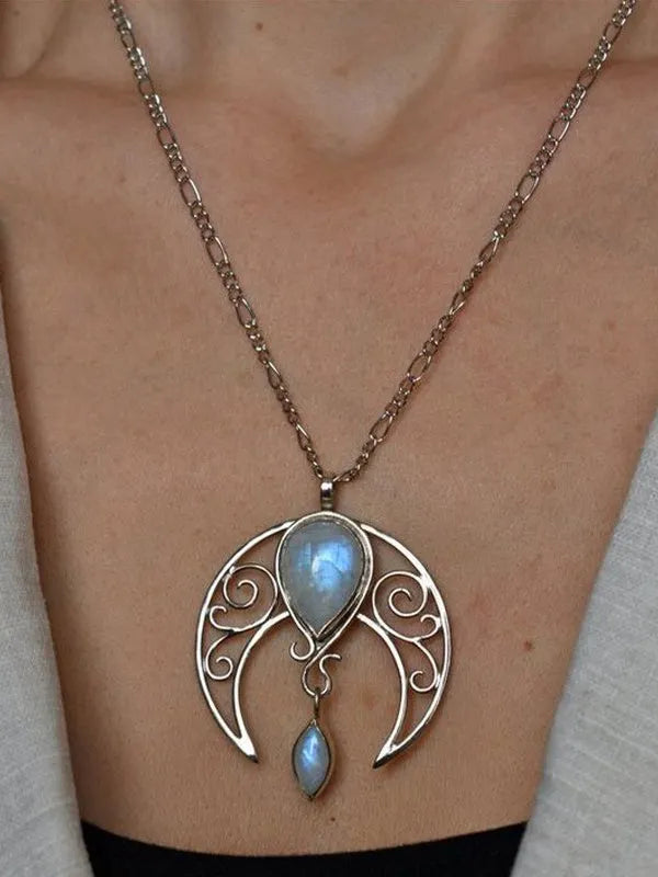 Bohemian Moonstone Vintage Spiral Hollow-Out Necklace