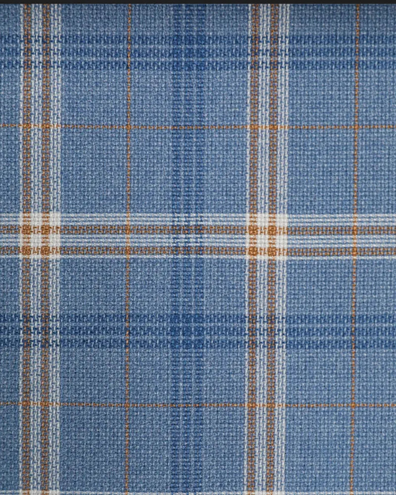 Vintage Blue Cream Windowpane Plaid Wide©\Leg Trousers