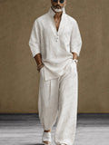 Minimalist 100% Cotton Side Slit Shirt and Pants Set