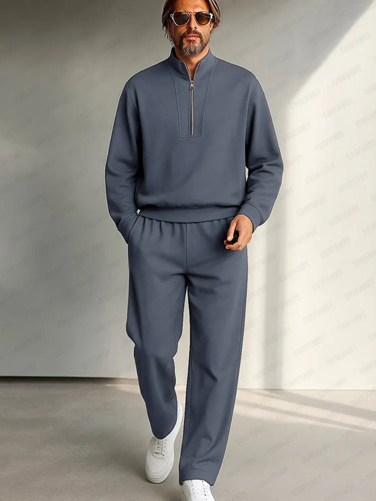 Minimalist Mock Neck Top Straight Pant Set