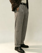 Vintage Black And White High©\Waist Pleated Trousers