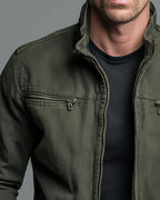 Retro Casual Washed Cotton Zip-up Stand Collar Jacket