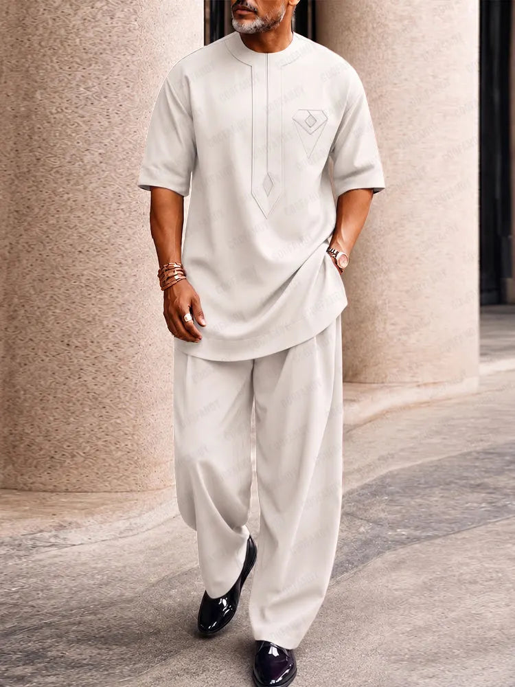 Casual Creative Pocket Longline Top Pants Set