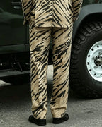 Retro Beige Tiger Print Double-breasted 2-piece Suit