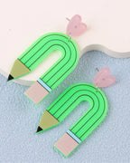 Unique Pencil Heart Earrings