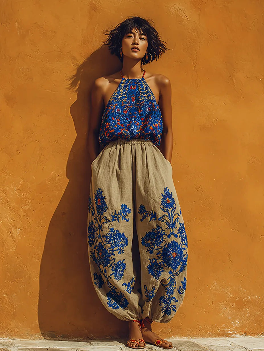 Women's Soft Casual Fashion Blue Strap Jumpsuit