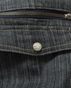 Vintage Striped Textured Denim Cargo Pants