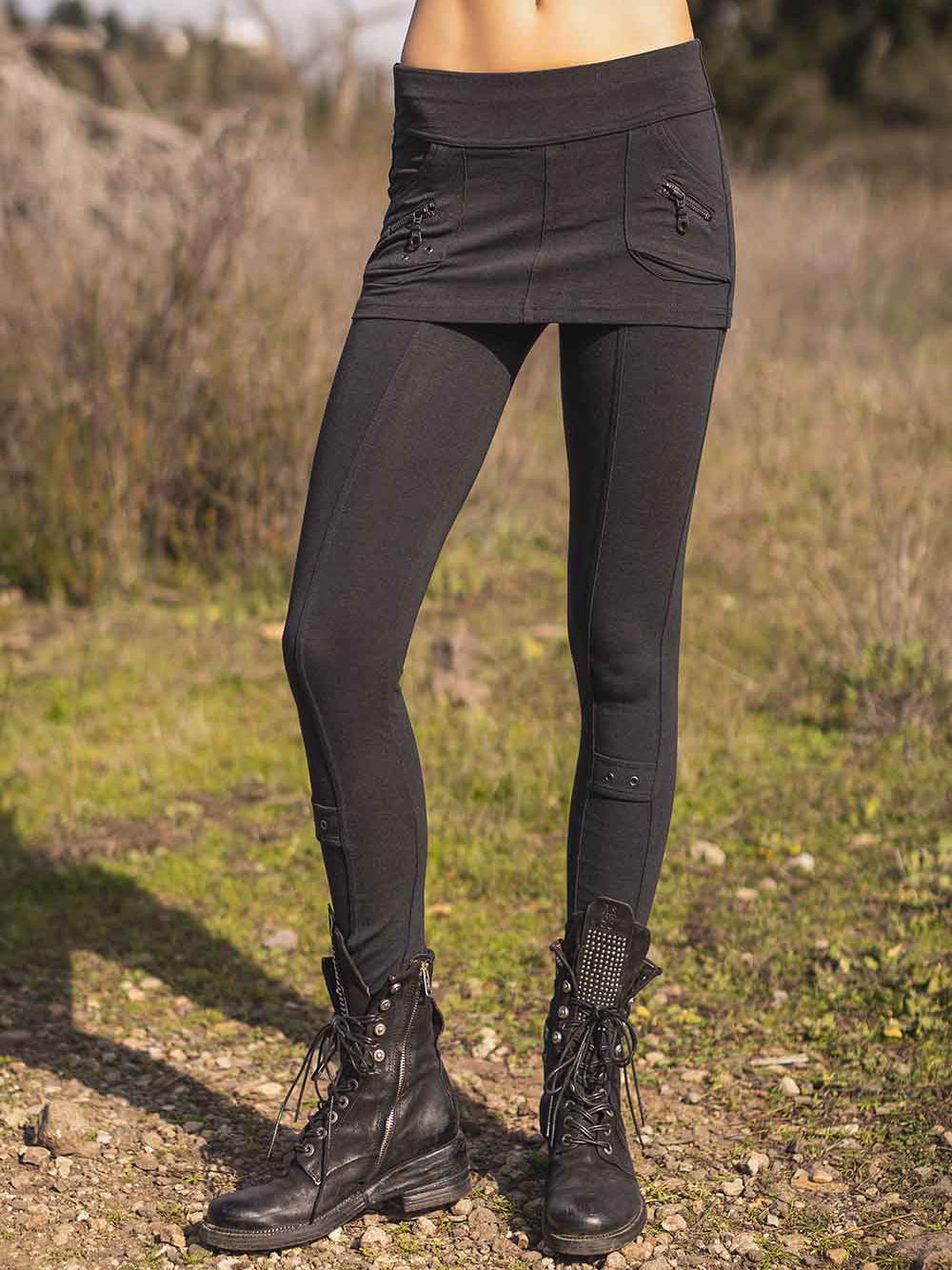 Cargo Skirt Pants 2-in-1 Slim Fit Stretch Long Leggings