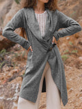 Fashionable Bohemian Hooded Cardigan Light Grey