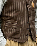 Vintage Chocolate Brown Stripe Wool©\Blend Vest