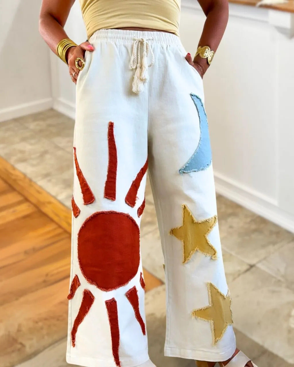 Sun and Star Patch Wide-Leg Pant