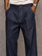 Casual Straight Leg Faux Denim Pants