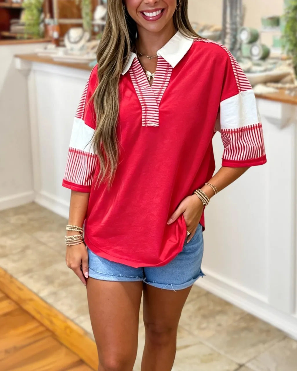 Little Attitude Striped Colorblock Top