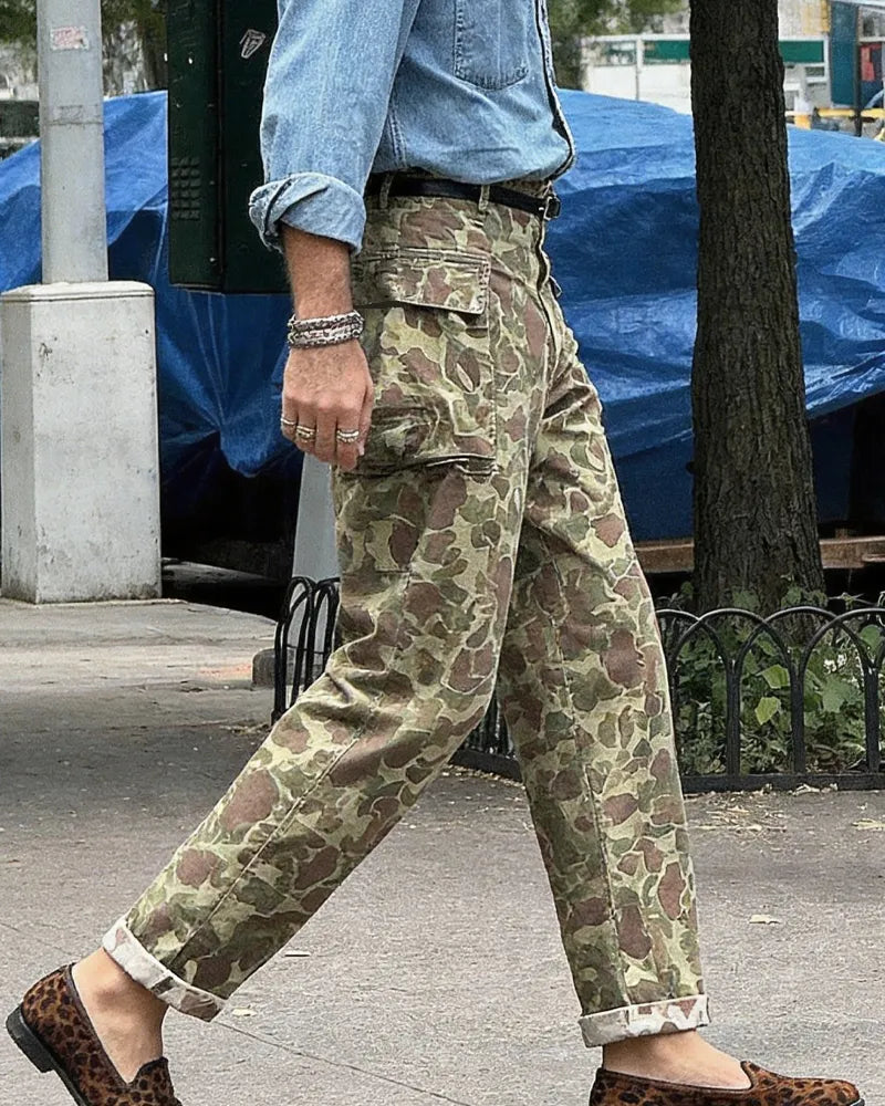 Vintage Camo High©\Rise Straight Leg Cargo Trousers