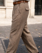 Vintage Brown©\Houndstooth High©\Waist Trousers