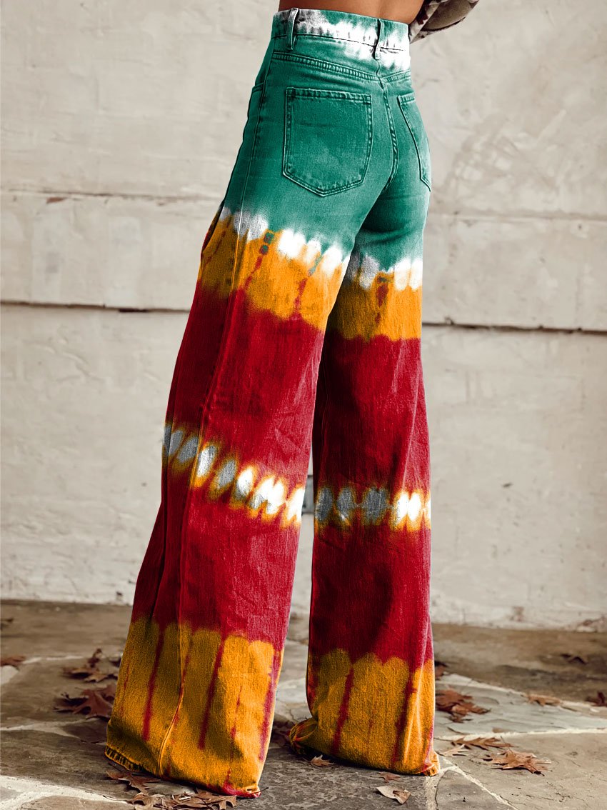 Women's Vintage Print Casual Wide Leg Pants