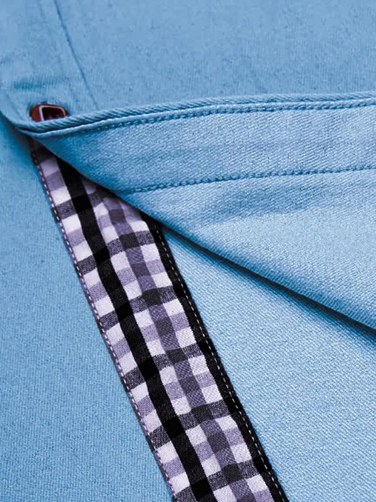 Long-Sleeve Denim Dress Shirt