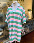 Color-block Striped Collared Dress
