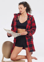 Plush Hooded Robe Plaid