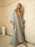 Linen Printed Kaftan Maxi Dress