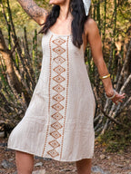 Geometric Totem Print Cotton Linen Cami Dress
