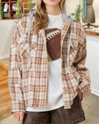 Touchdown Embroidered Plaid Hooded Jacket