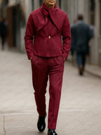 Bow Tie Design Blazer Pants Set