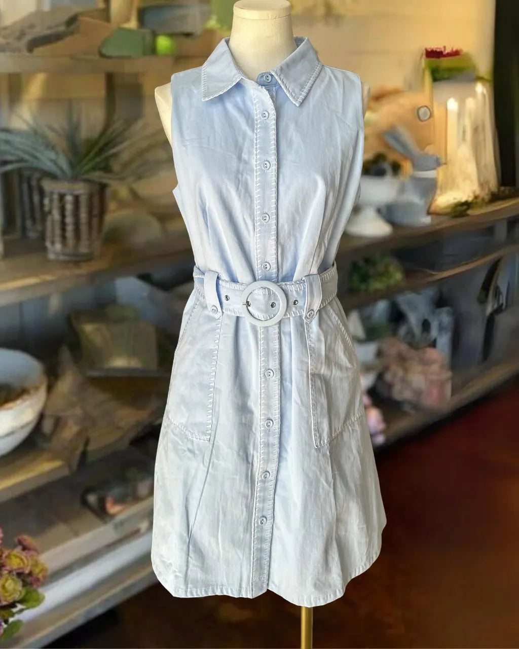 The Blue Bay Belted Collar Dress