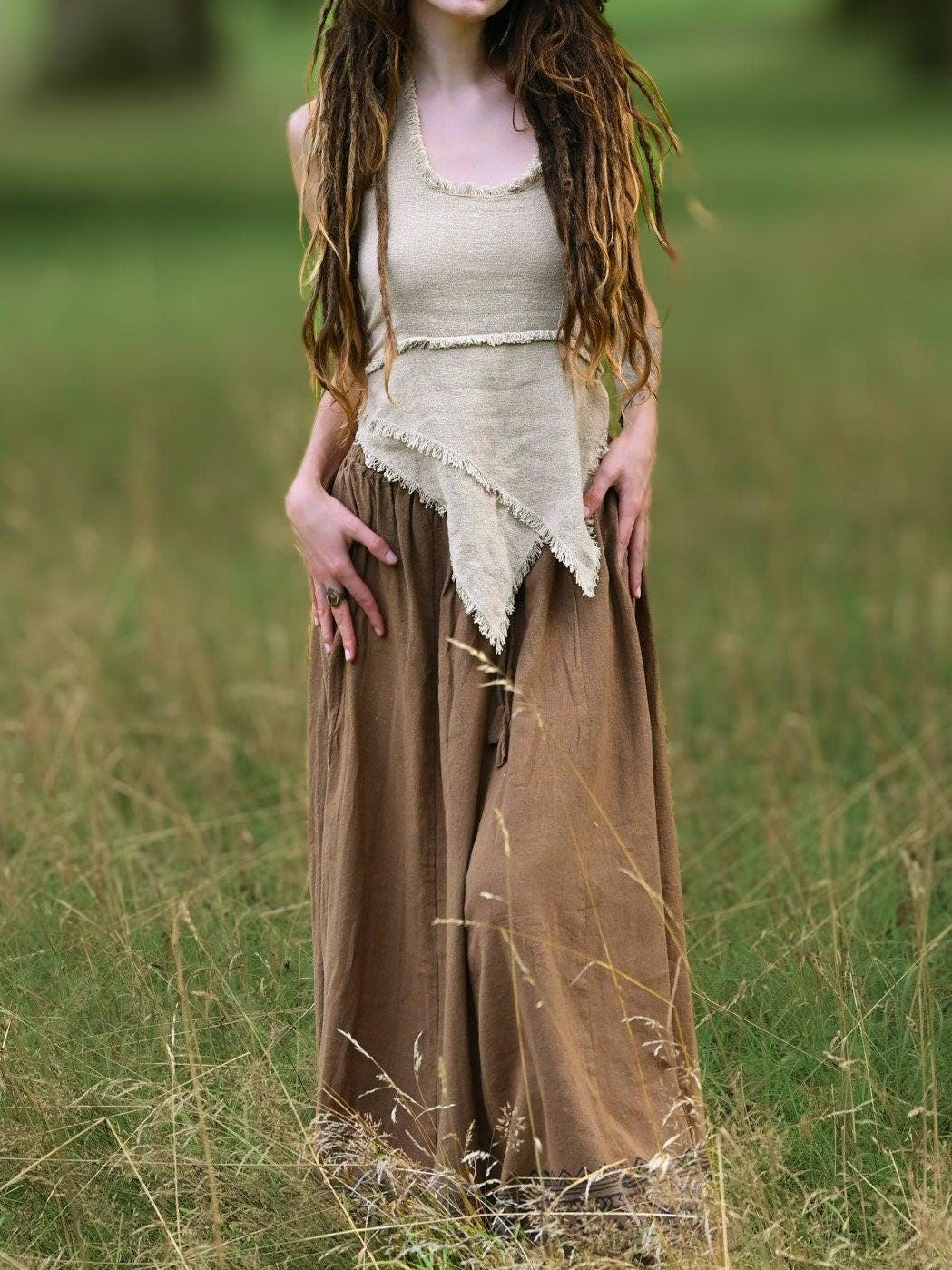 Earthy Cotton Pixie Halter Top - Tribal Bohemian Festival Wear