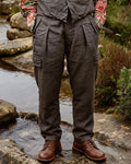 Vintage Charcoal©\Gray Pinstripe Pleated Cargo Field Trousers