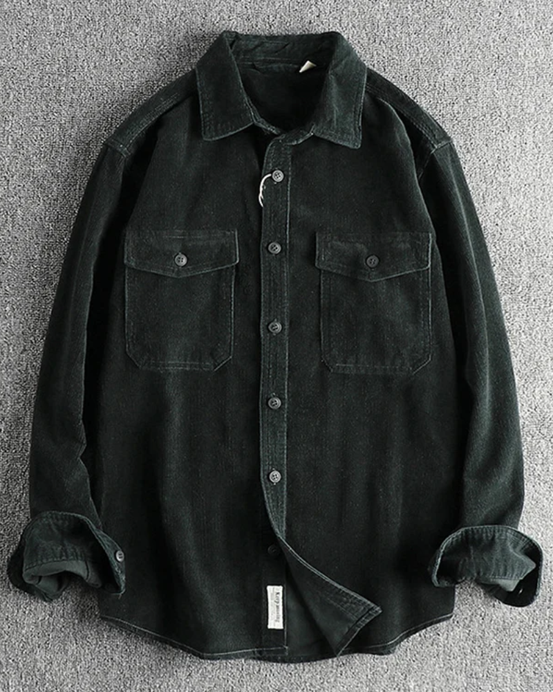 Vintage Corduroy Cotton Pocket Long Sleeve Work Shirt