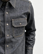Vintage Raw Indigo Selvedge Denim Long Sleeve Button©\Up Shirt