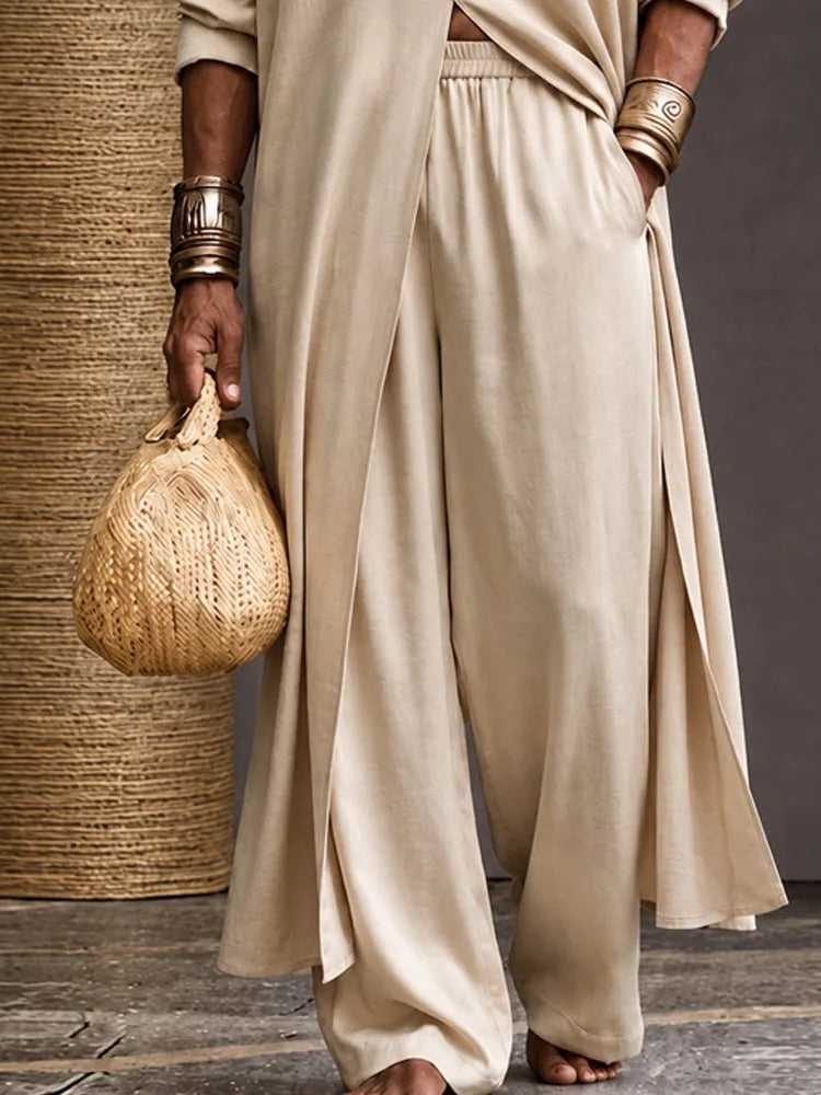 Minimalist Loose Longline Tunic Top Pants Set