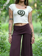 Drawstring Faux Two-Piece Asymmetric Cropped Wide Leg Pants