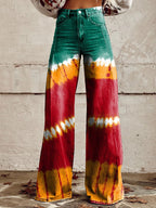 Women's Vintage Print Casual Wide Leg Pants