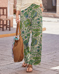 Vintage Bohemian Floral Print Wide Leg Pants