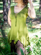 Pixie Pointy Top ¨C Boho Fairy Lace Up Top with Pointed Hem