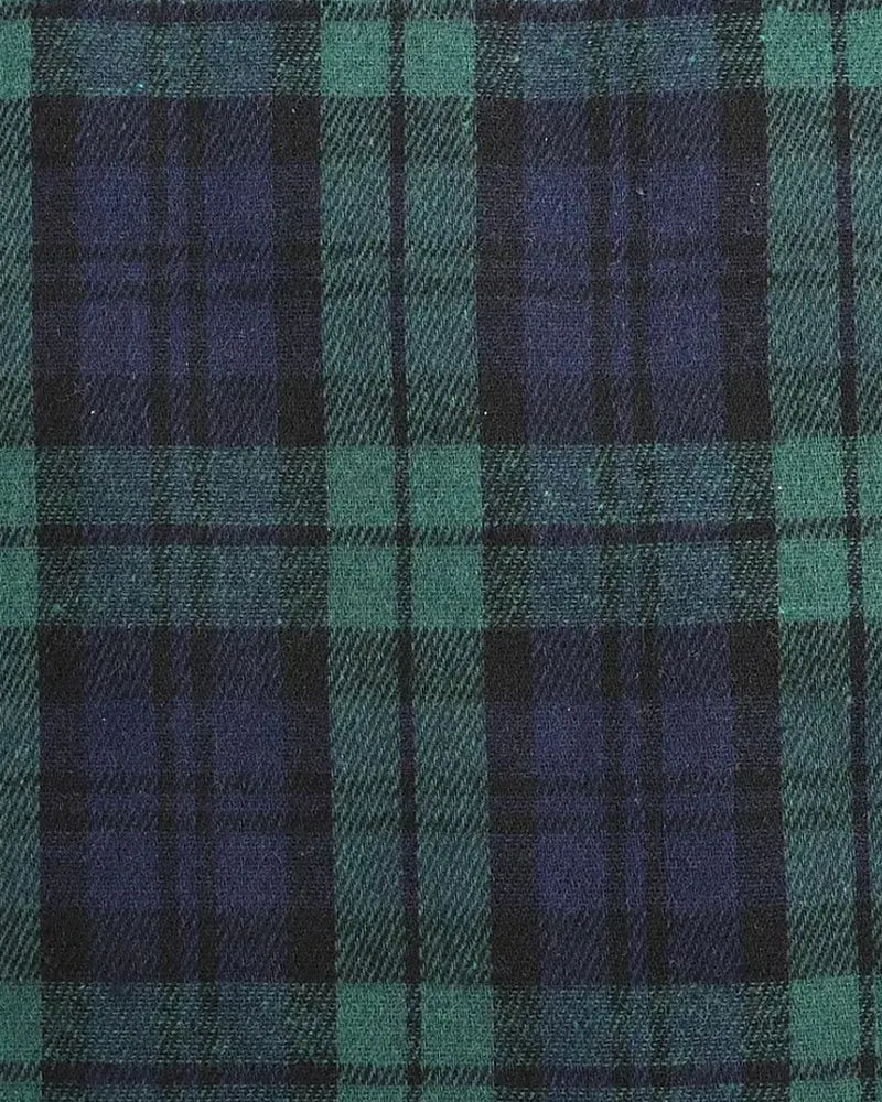 Vintage Blue-green Plaid Straight-leg Pants