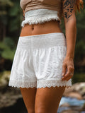 Comfy Loose-fit Shorts with Embroidery by Bottom Hem
