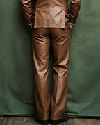 Vintage 70s Cognac Brown Tailored Flare©\Leg Leather Suit Trousers