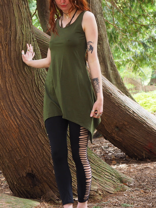 Tribal Asymmetric Drawstring Tank Top