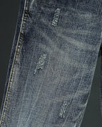 Vintage Blue-gray Distressed Ripped Jeans