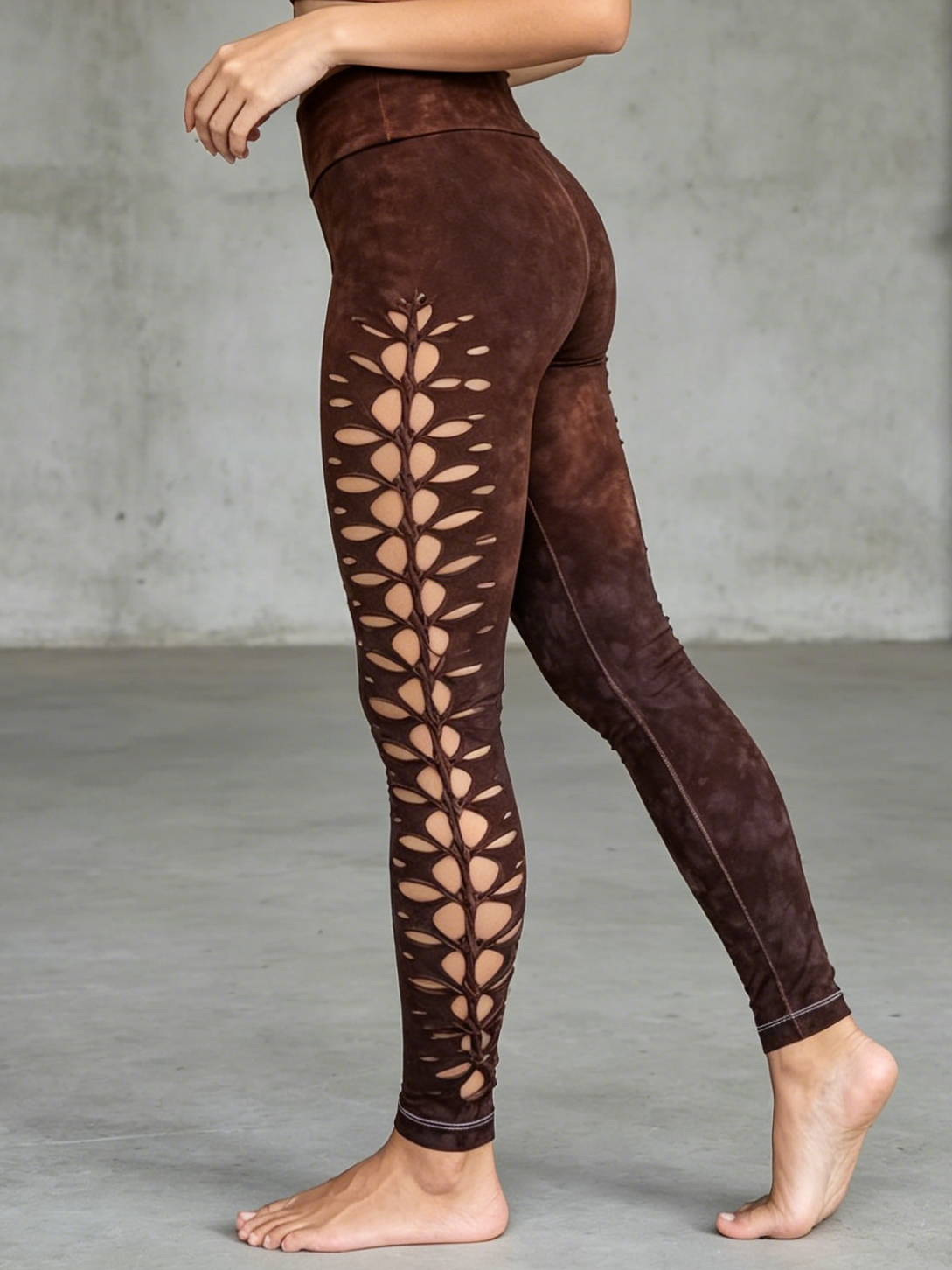 Yoga Braided leggings Hand Dyed Dutch Chocolate