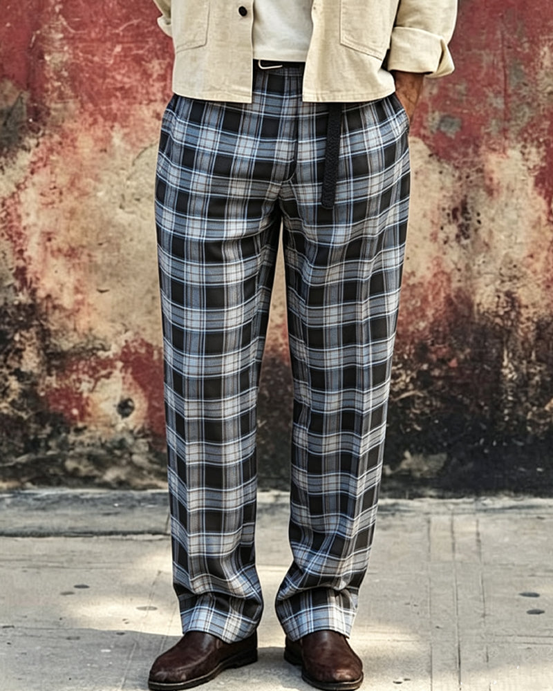 Vintage Multi©\Color Tartan Wide©\Leg Trousers
