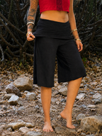 2-in-1 Wide-Leg Cropped Pants with Fold-Over Waist (Convertible to Tube-Top Jumpsuit)