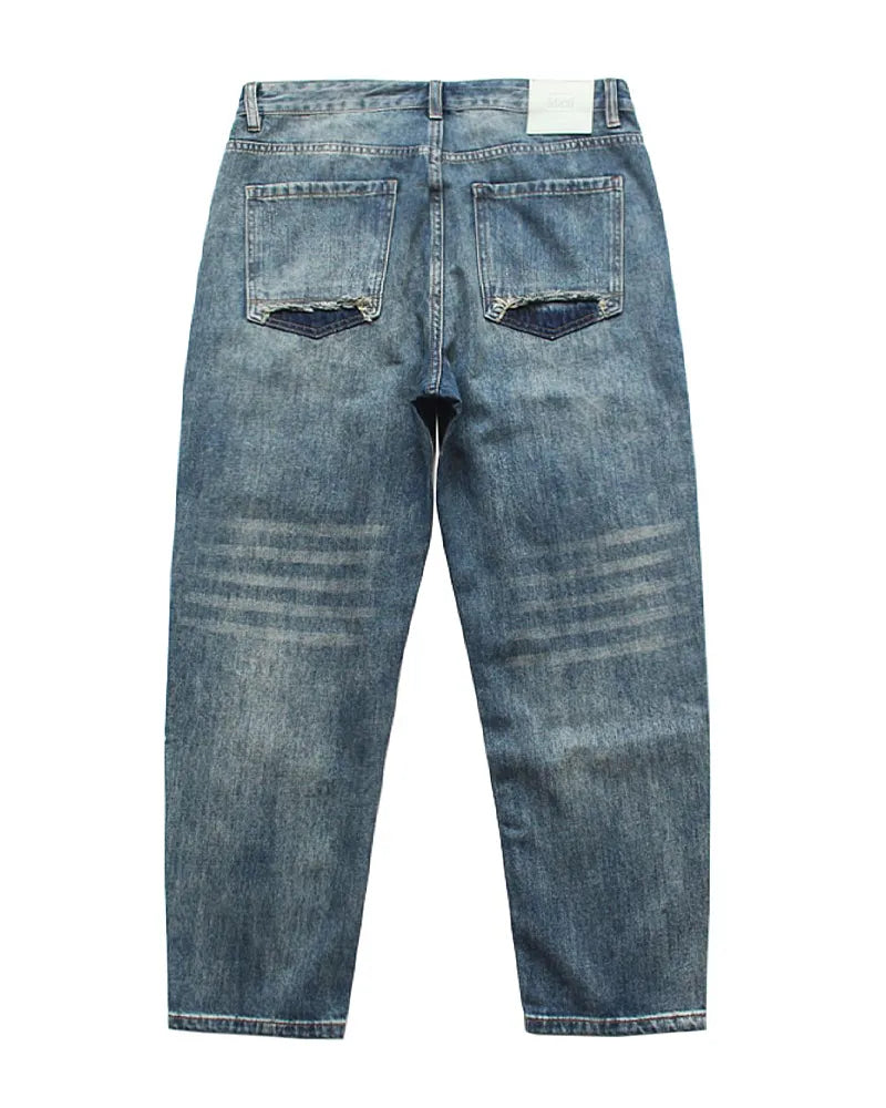 Vintage Faded©\Wash Denim Patchwork Distressed Jeans