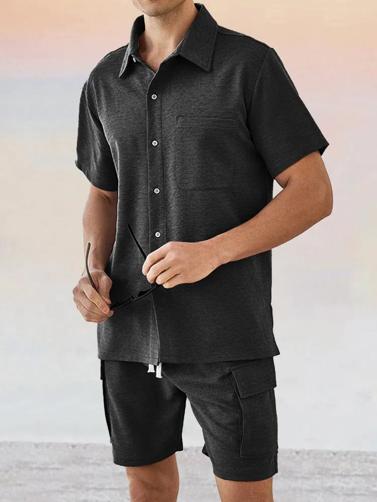 Leisure Texture 2-Piece Shirt Set
