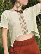 Loose Weave Cotton Top | Block Printed Front