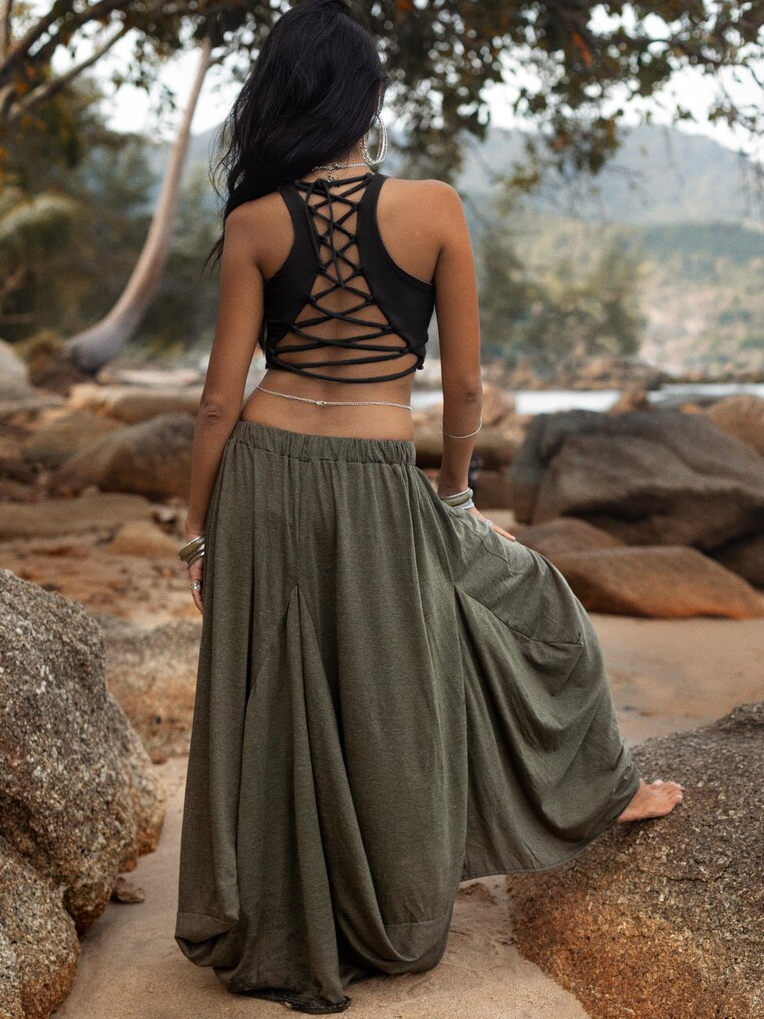 Womens Triangle Crop Top / Sleeveless Boho Tank Top